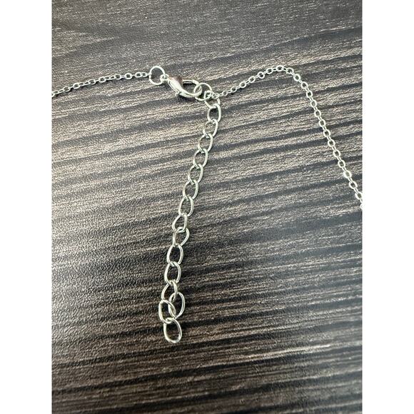 Vintage Necklace Teardrop Clear Crystals Rhinestone Silver 16" - 18" - Picture 4 of 4